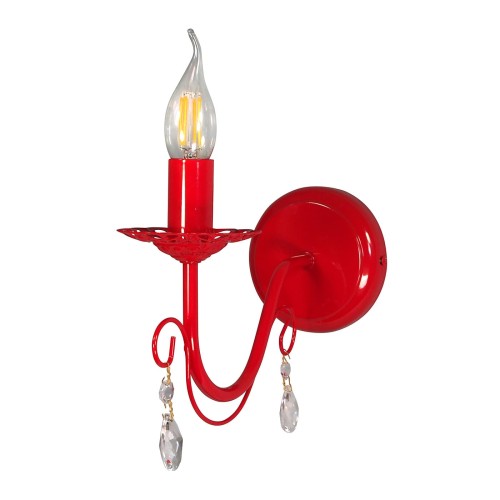 Бра настенные красные с хрустальными подвескамия S1242-1