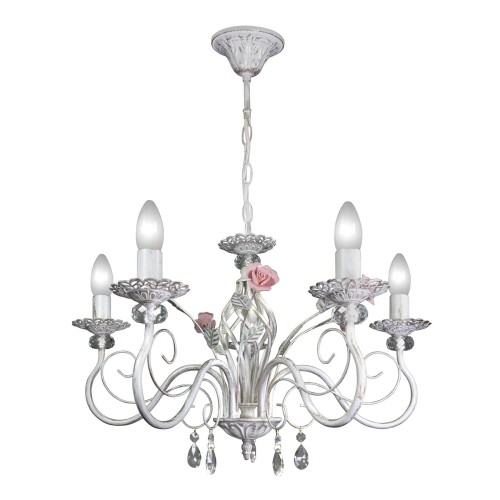 Люстра с хрусталем подвесная с цветами 5 ламп S1099-5