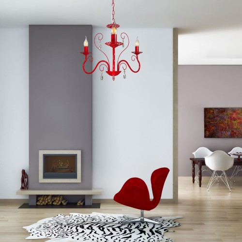 Люстра подвесная красная 3 лампы S12431-3